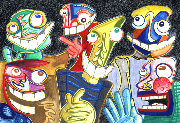 Strange people laughing